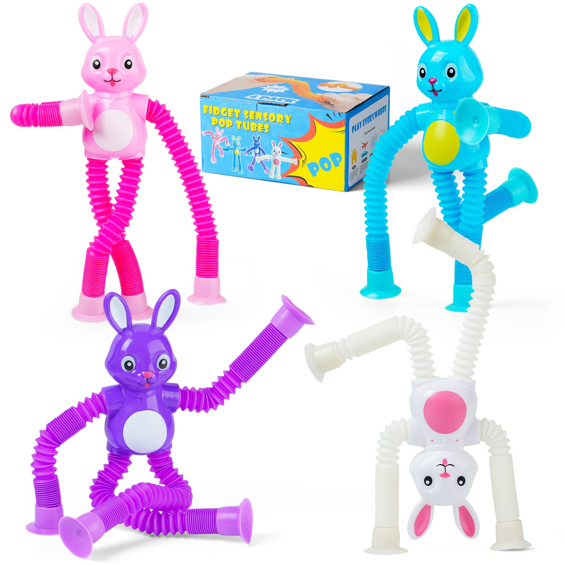 Amazon.com: witmelt 4 Pcs Easter Bunny Pop Tube Sensory Toys